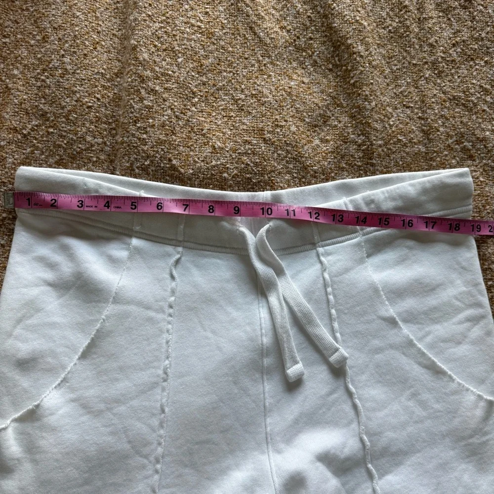 Frank & Eileen Eamon Joggers Sweatpants Pants White Large Cotton Raw Hem NWOT - Picture 5 of 6